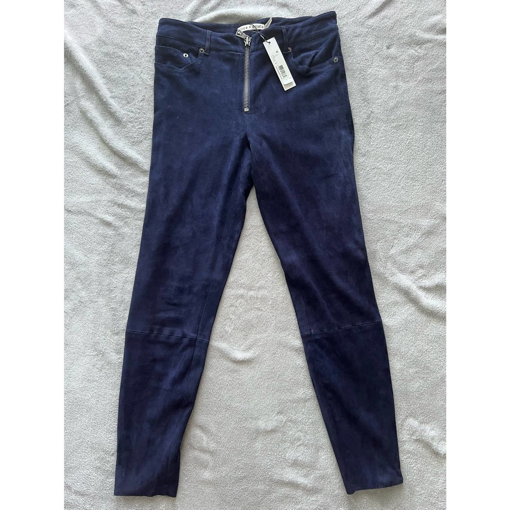 Alice + Olivia Navy Suede Pants